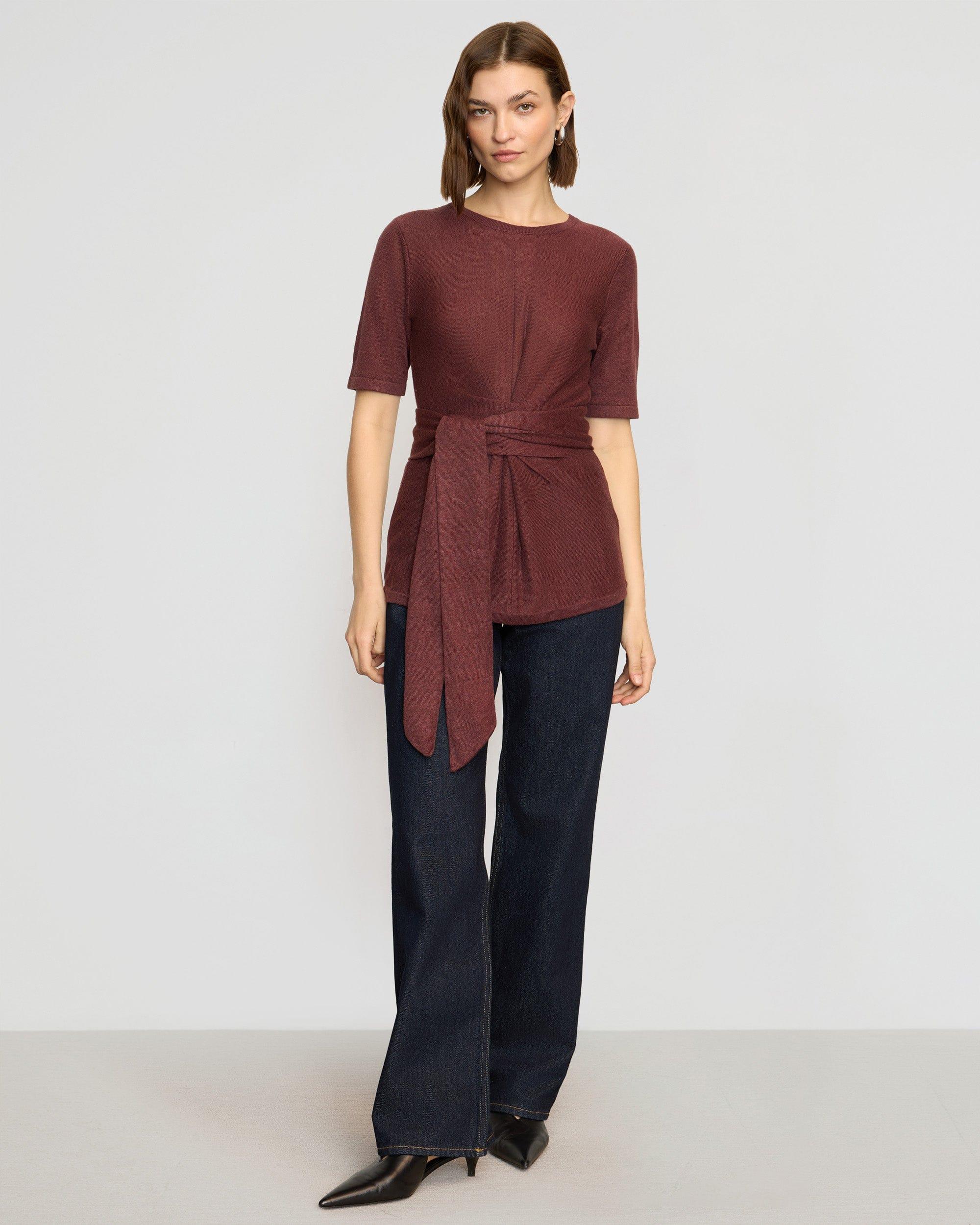 Lark Tie-Front Linen Sweater Product Image