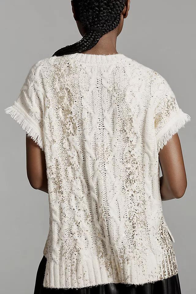 By Anthropologie Foiled Shine Fringe Sweater Vest Product Image