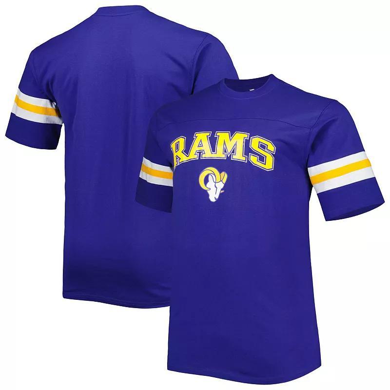 Men's Royal Los Angeles Rams Arm Stripe T-Shirt, Size: 3XB, Blue Product Image