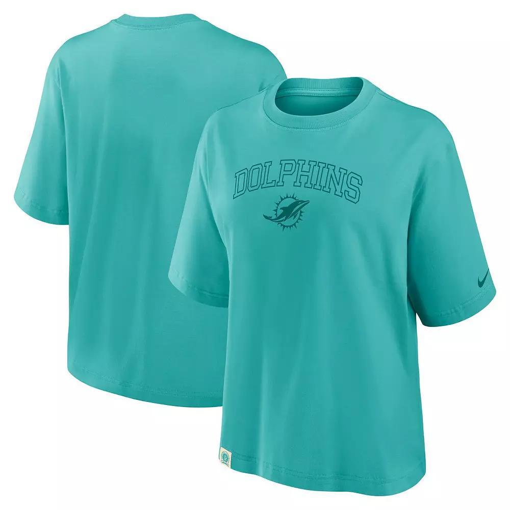 Women's Nike Aqua Miami Dolphins Arch Boxy T-Shirt,  Product Image
