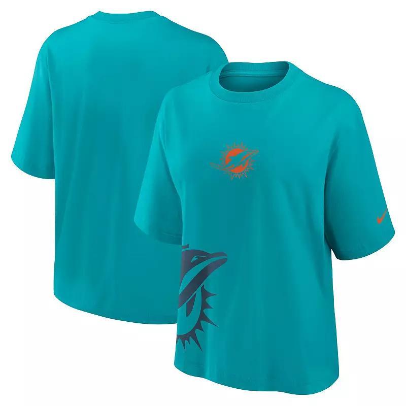 Women's Nike Aqua Miami Dolphins Boxy T-Shirt, Size: Small, Turquoise A Product Image