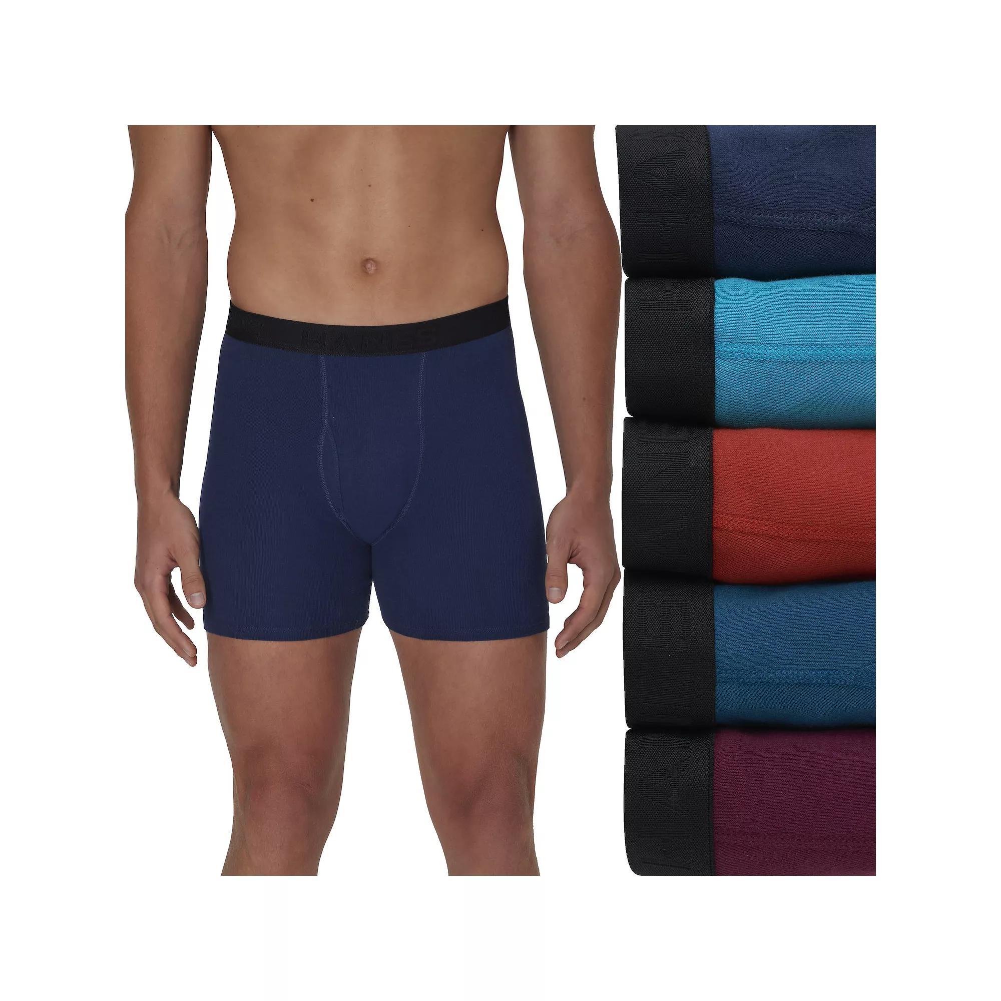 Men's Hanes® 5-Pack Ultimate Ringer Style Moisture-Wicking Boxer Brief Underwear,  Product Image