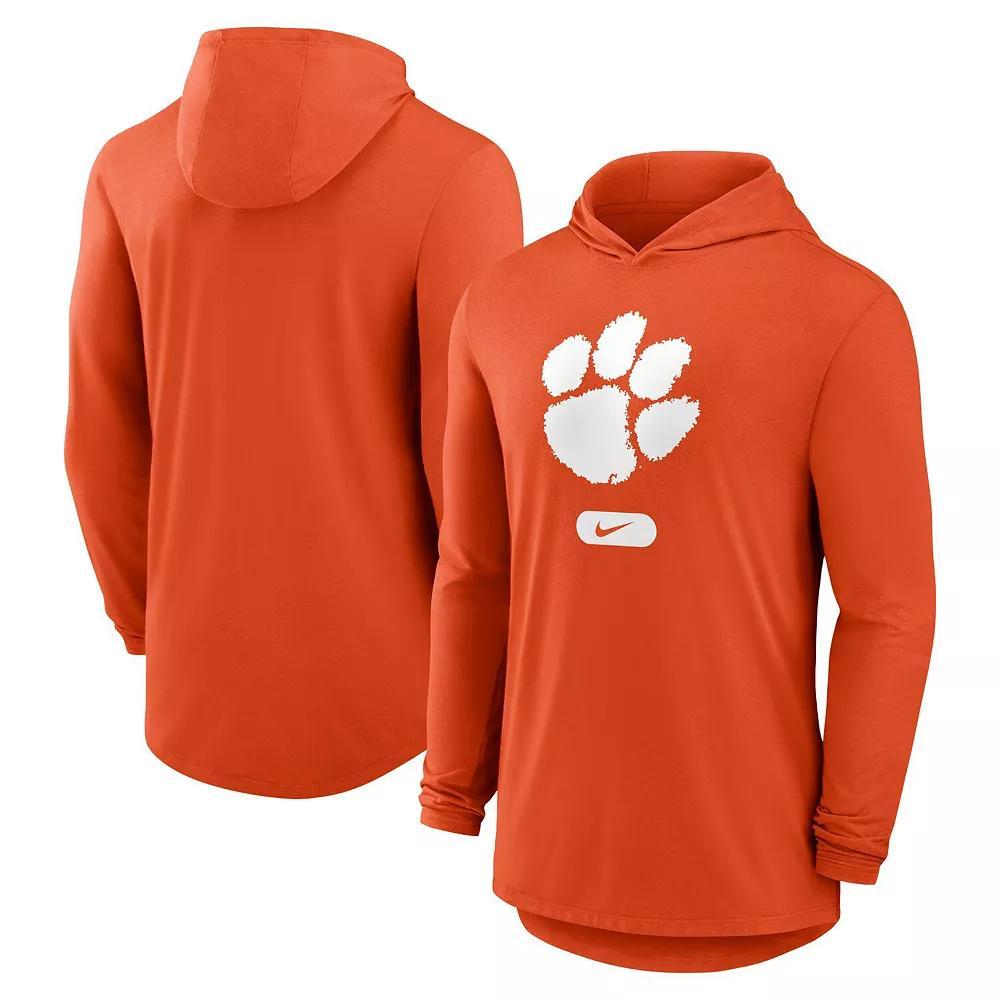 Men's Nike Orange Clemson Tigers Lightweight Performance Long Sleeve Hoodie T-Shirt,  Product Image