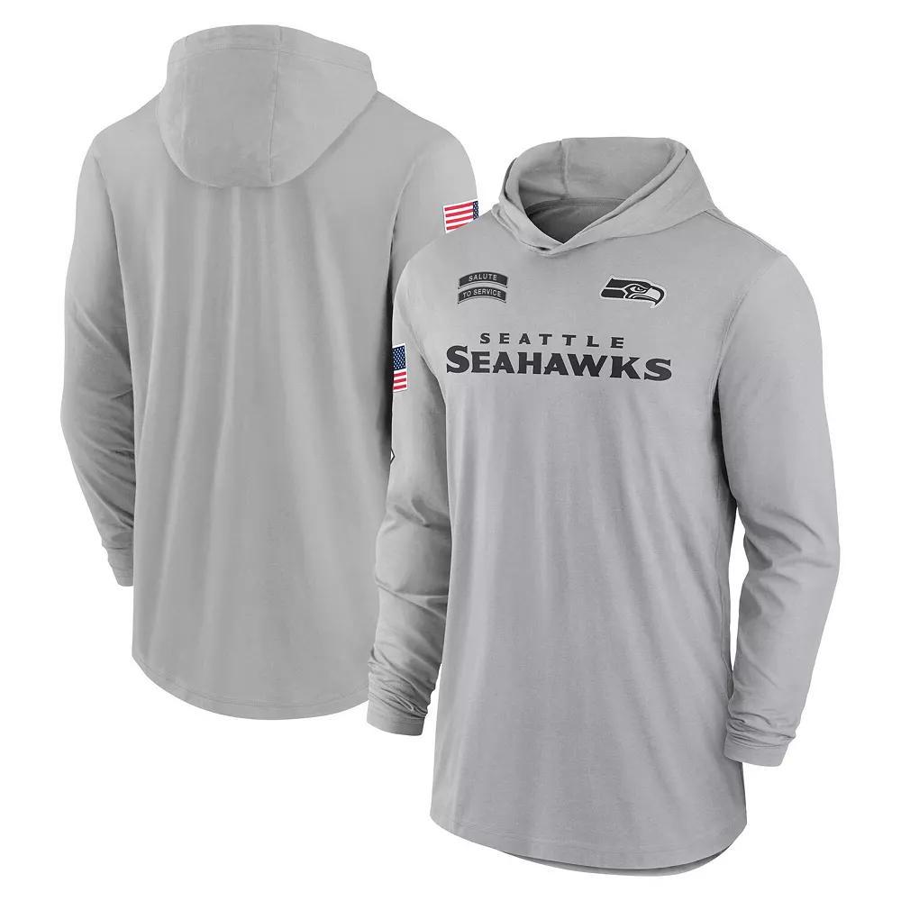 Men's Nike Gray Seattle Seahawks 2024 Salute to Service Lightweight Performance Long Sleeve Hooded T-Shirt, Size: 3XL, Grey Product Image