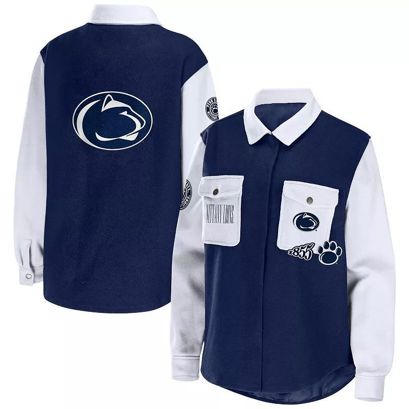 Womens WEAR by Erin Andrews Penn State Nittany Lions Button-Up Shirt Jacket Blue Product Image