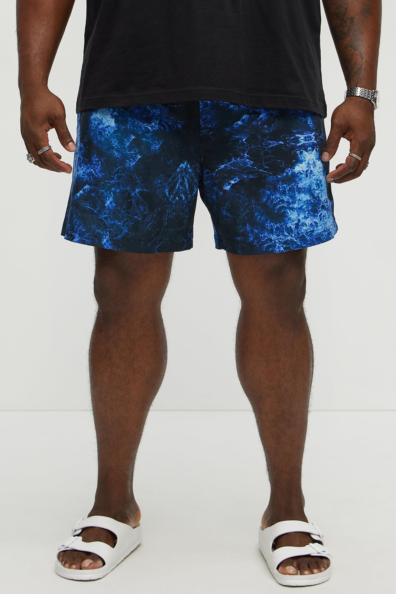 Midnight Tide Printed Swim Classic Trunk - Black/Blue Product Image