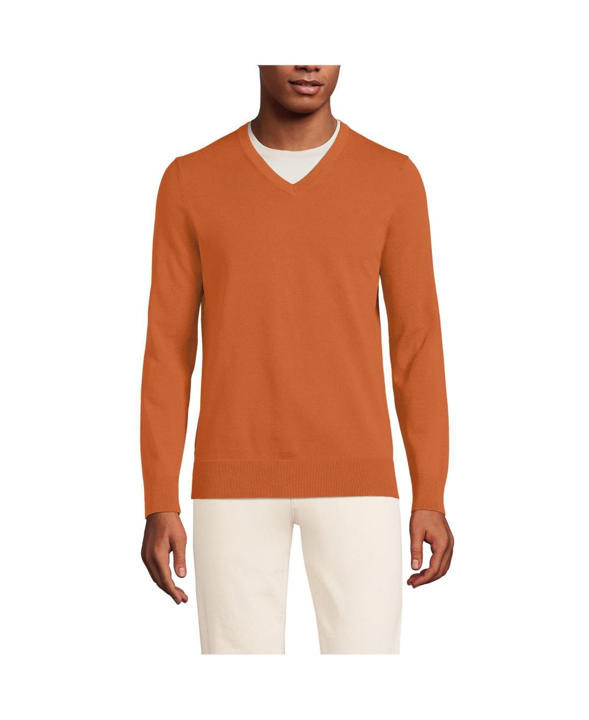 Mens Lands End Fine Gauge Cotton V-Neck Sweater Product Image