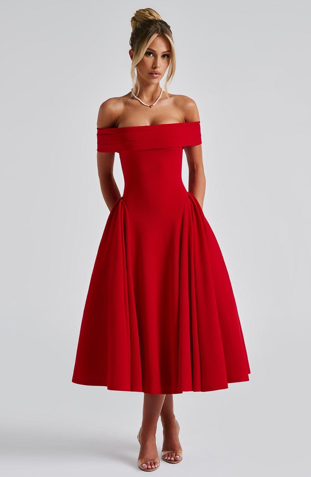 Miranda Midi Dress - Red Product Image