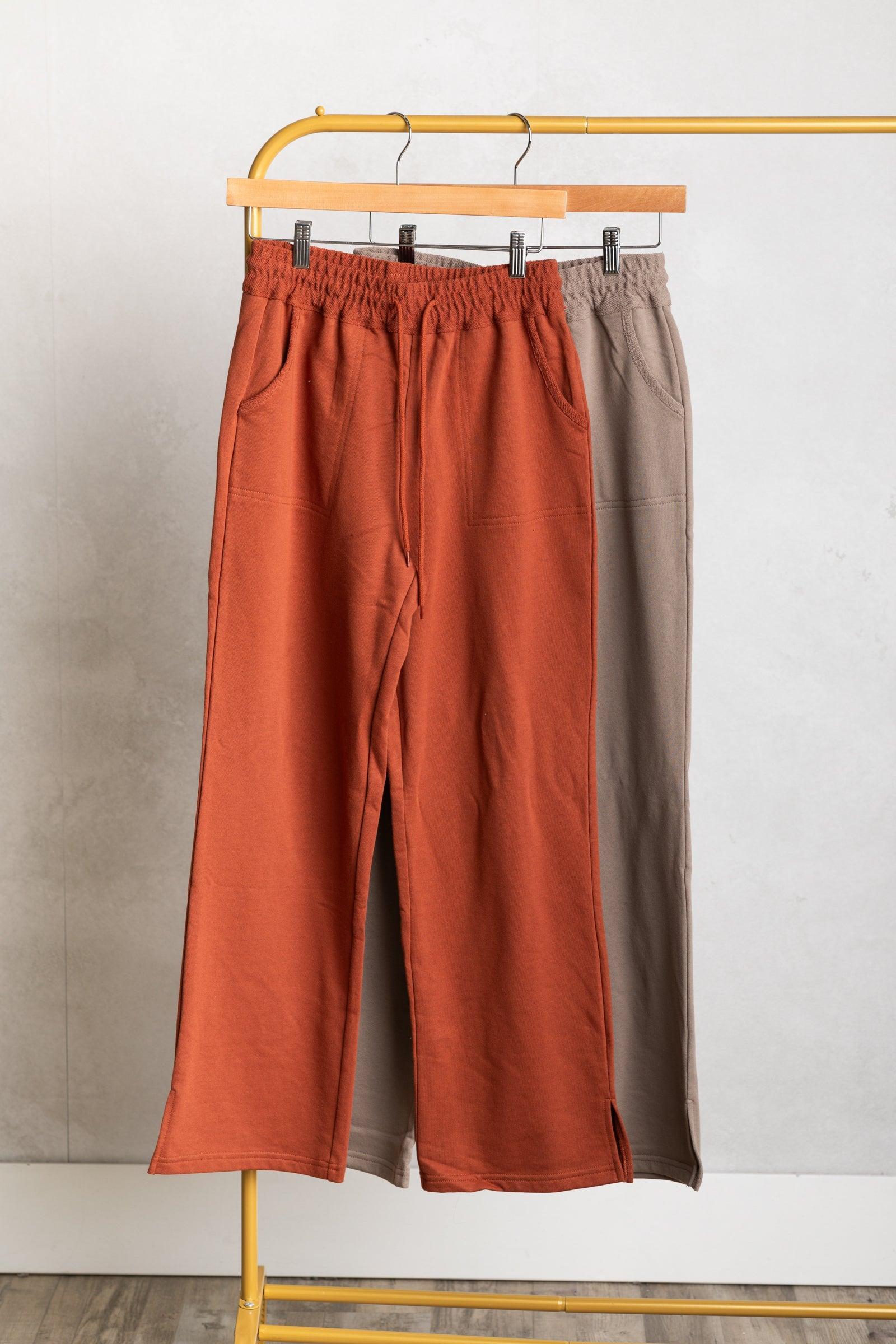 Drawstring Waistband Wide Terry Pants Product Image