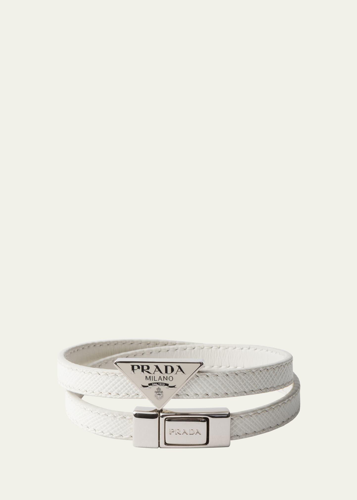 Mens Saffiano Leather Logo Bracelet Product Image