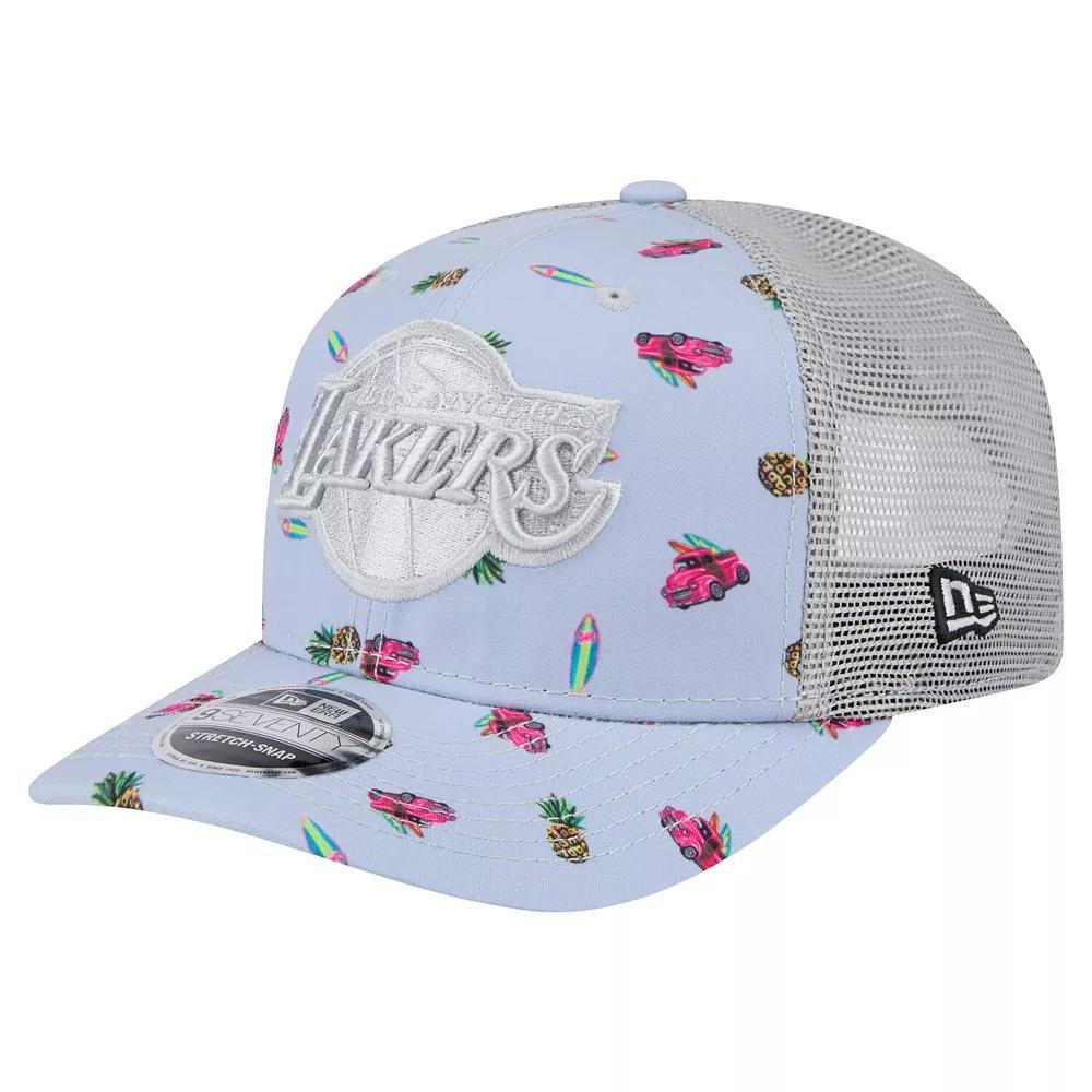 Men's New Era Light Blue/Gray Los Angeles Lakers Adventure Aloha Pattern 9SEVENTY Stretch-Snap Hat Product Image