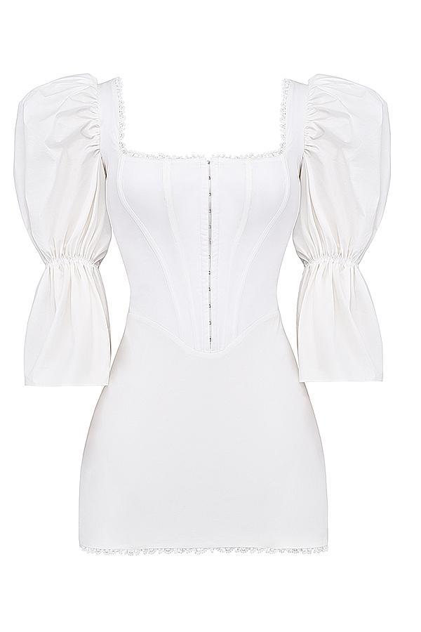 Matilda White Puff Sleeve Corset Dress Product Image