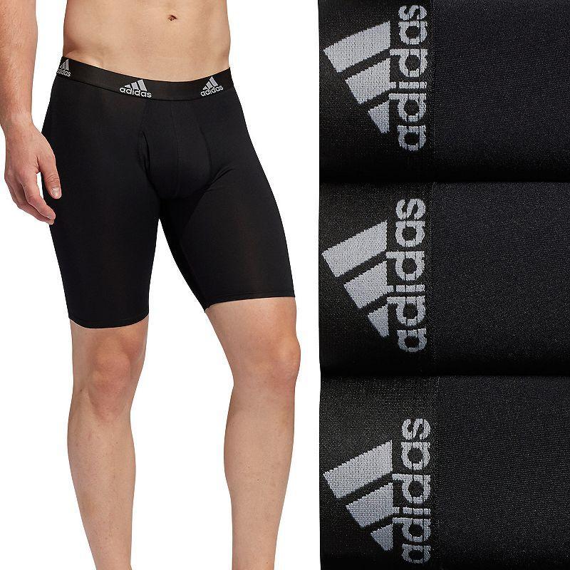 adidas Performance Long Boxer Brief Underwear 3-Pack Light Onix) Men's Underwear Product Image