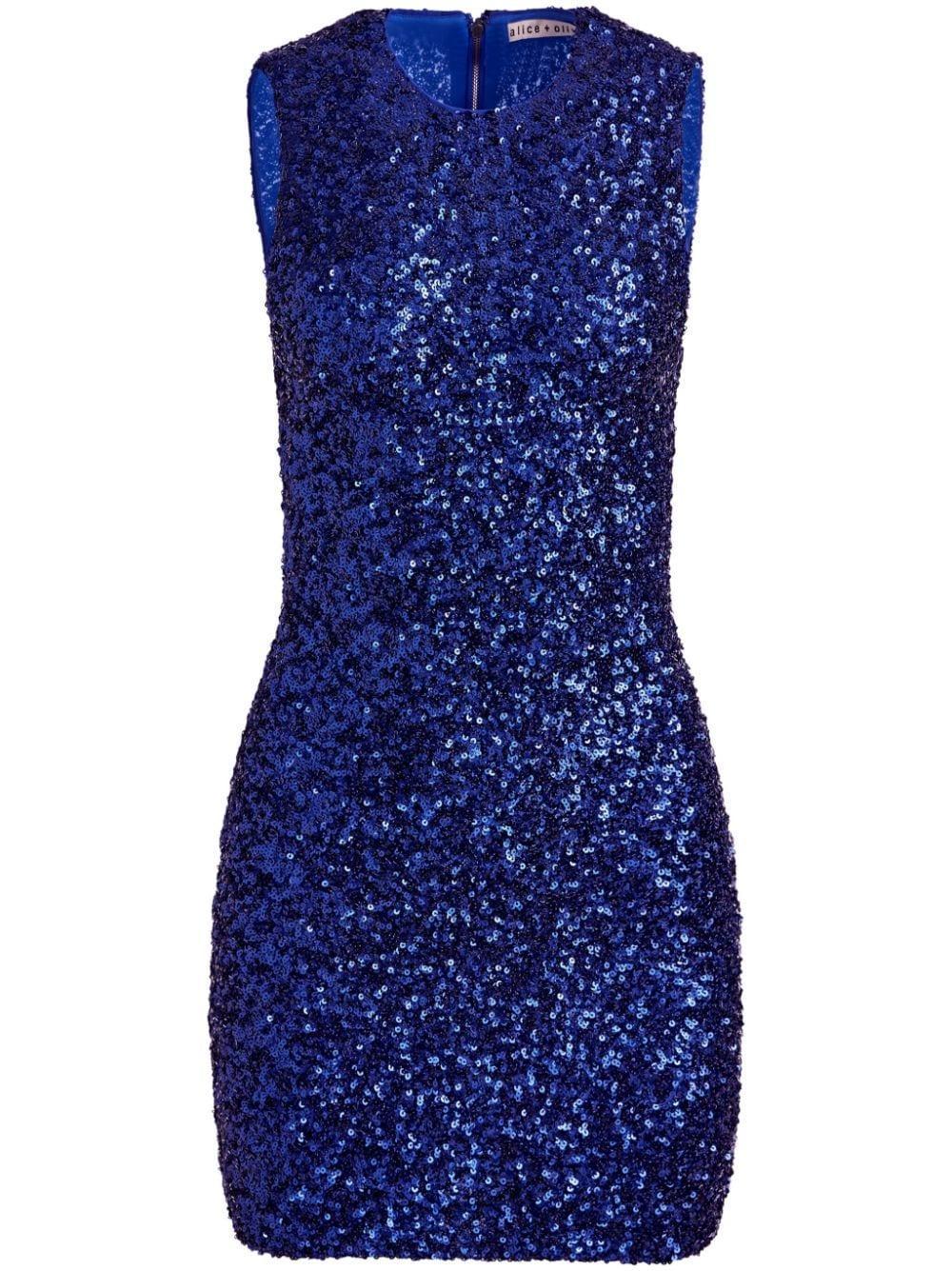 ALICE AND OLIVIA Coley Sequin Mini Dress In Royal Product Image