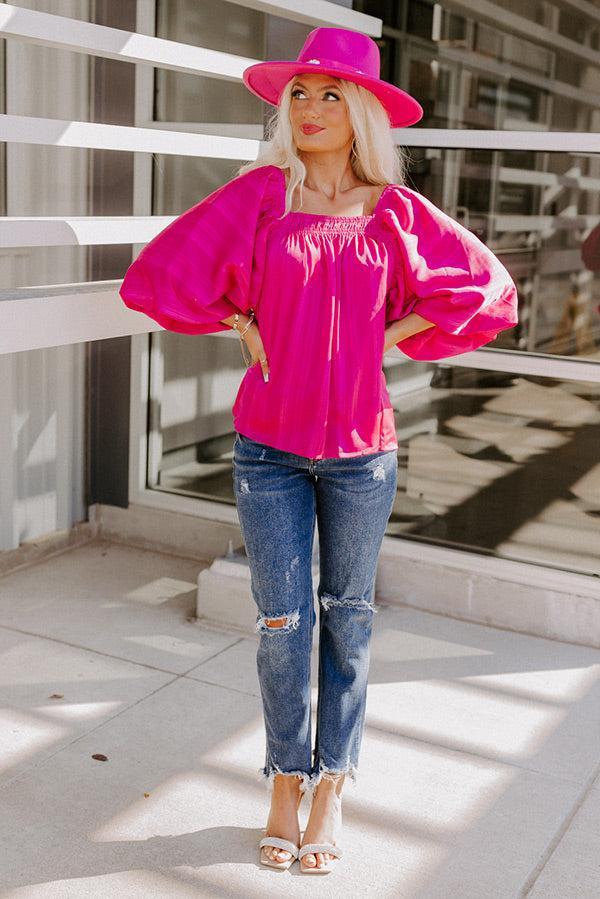 Ideal Day Shift Top In Fuchsia Product Image