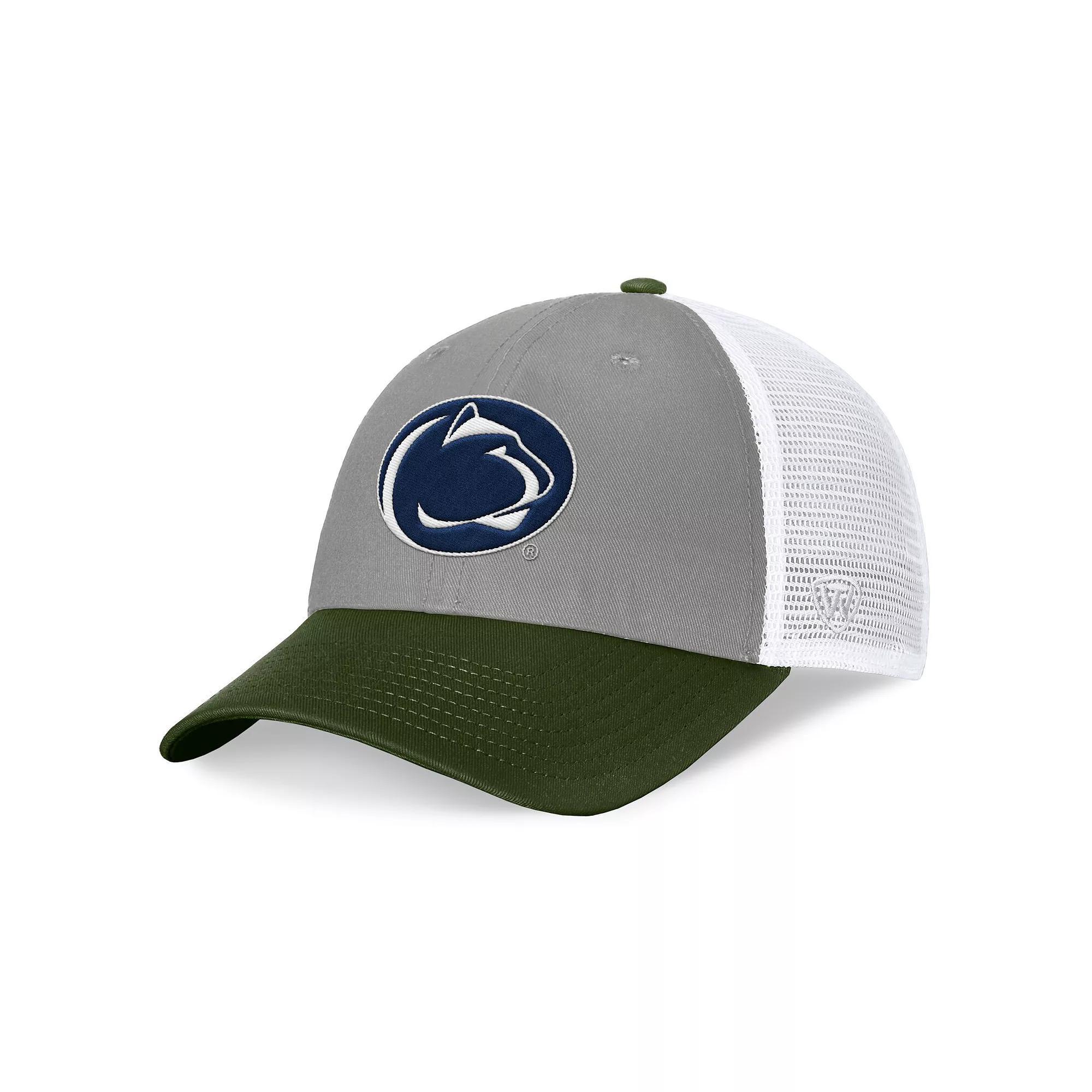 Men's Top of the World Gray/Green Penn State Nittany Lions OHT Military Appreciation Badge Trucker Adjustable Hat, Grey Product Image