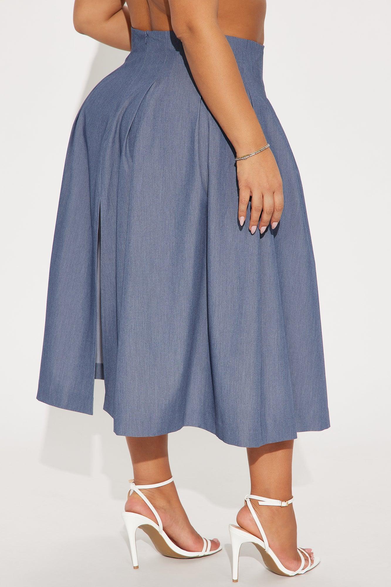 Standing On Business Pleated Midi Skirt - Charcoal Product Image