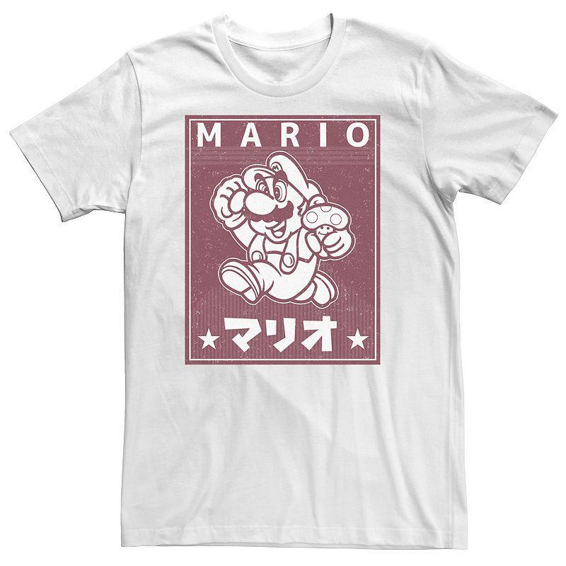 Big & Tall Nintendo Super Mario Kanji Jump Red Vintage Poster Tee, Men's, Size: 4XLT, Athletic Grey Product Image