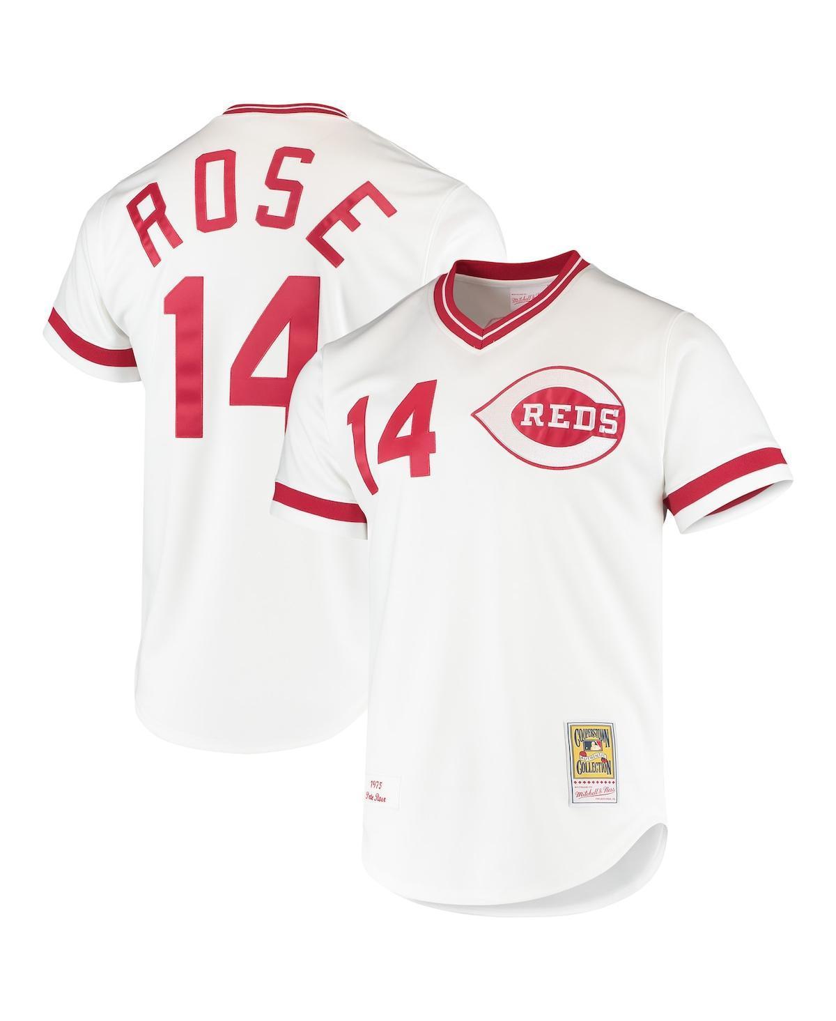 Mens Mitchell & Ness Pete Rose White Cincinnati Reds Cooperstown Collection Authentic Jersey Product Image