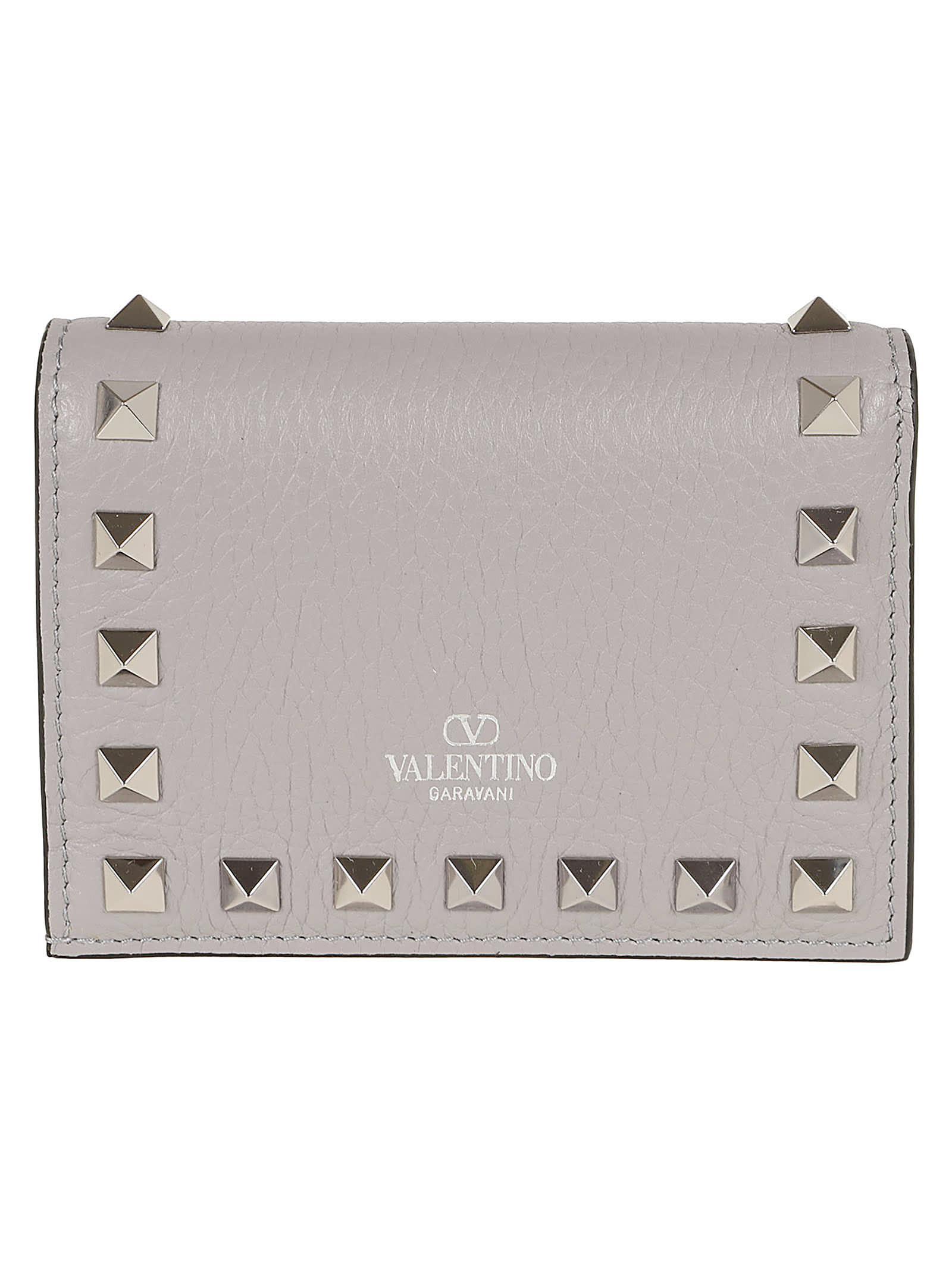 VALENTINO GARAVANI Flap French Wallet Rockstud In Grey Product Image