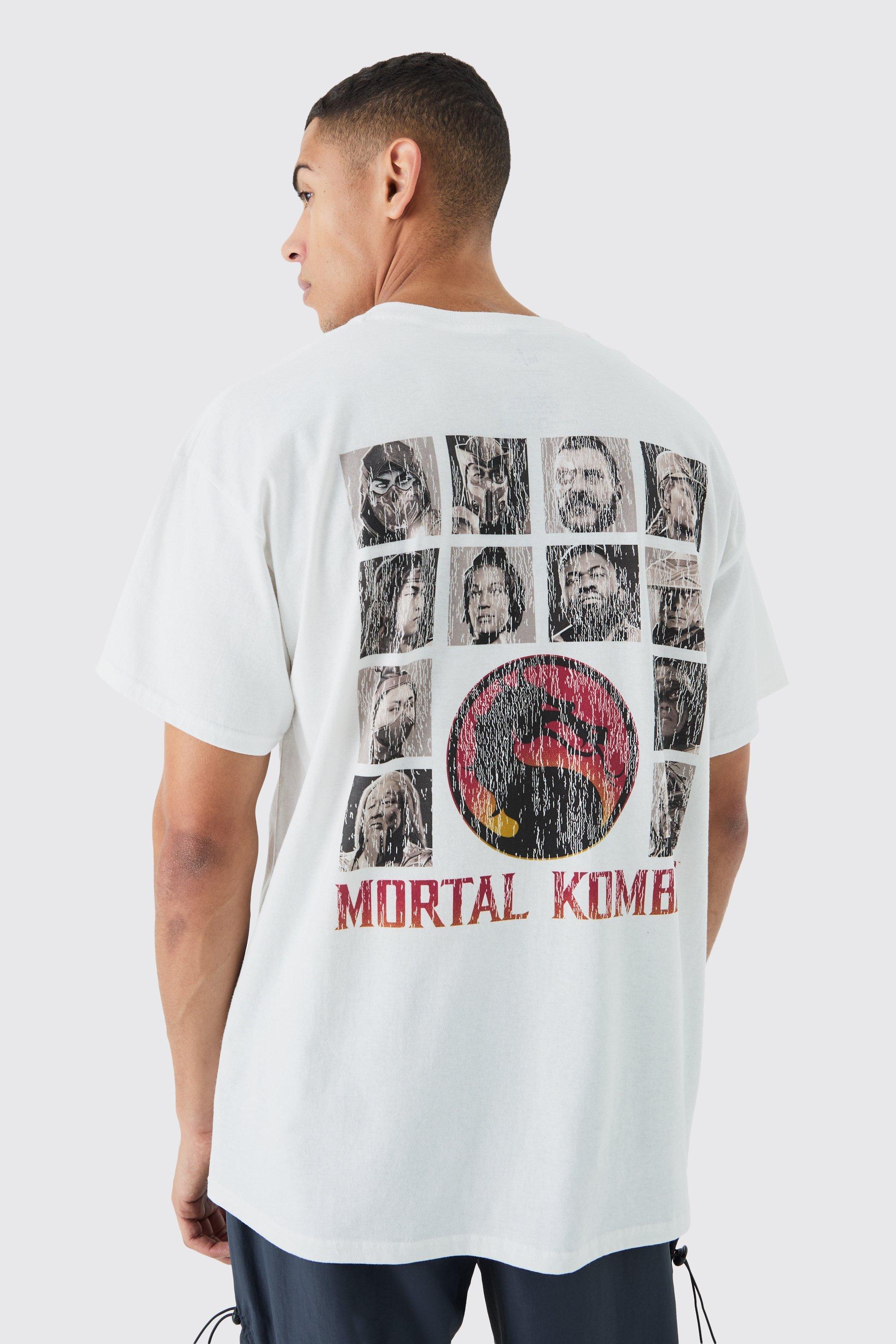 Mens White Oversized Mortal Kombat Arcade License T-shirt, White Product Image