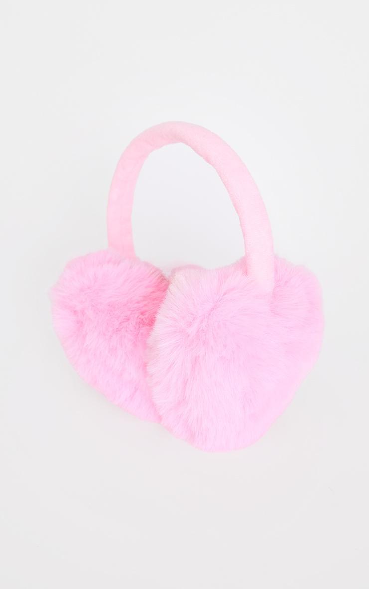 Pink Faux Fur Heart Ear Muffs Product Image