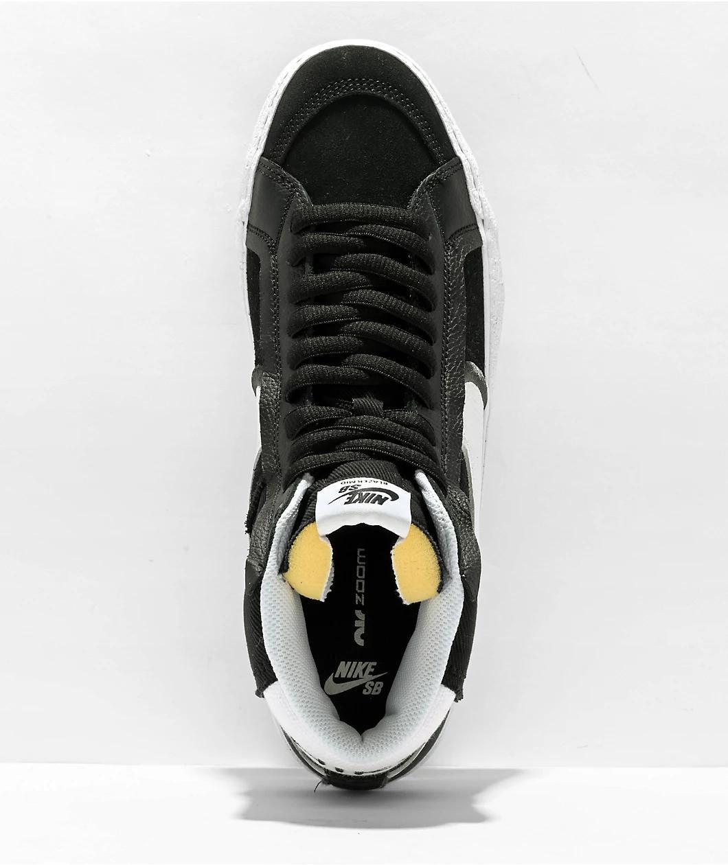 Nike SB Zoom Blazer Mid Premium Plus Black & White Skate Shoes Product Image