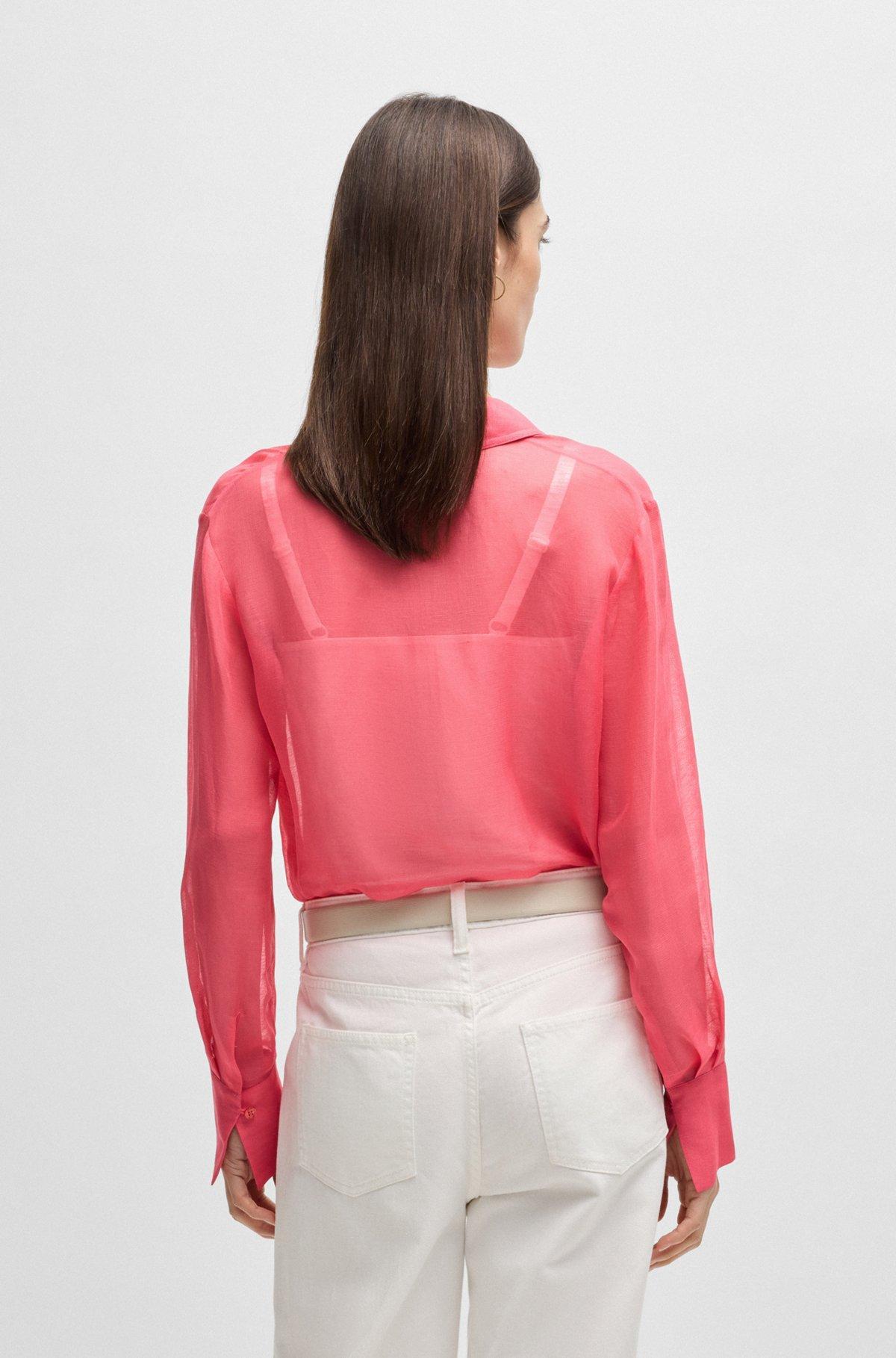 V-neck blouse in ramie with collar detail Product Image