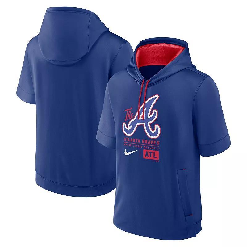 Mens Nike Royal Atlanta Braves City Connect Color Block Short Sleeve Pullover Hoodie Product Image