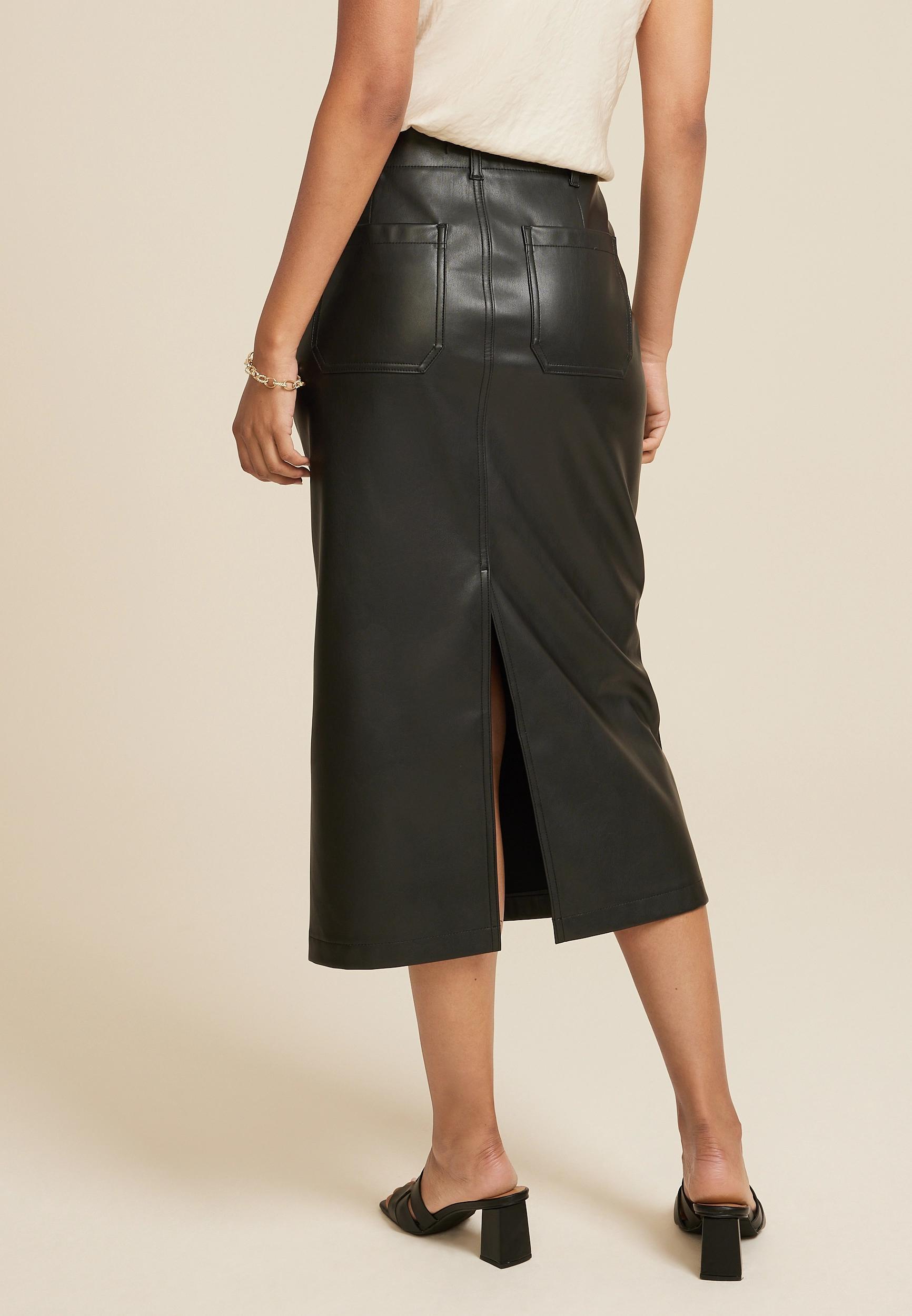 Maurices Womens Faux Leather High Rise Midi Skirt Size X Large Product Image