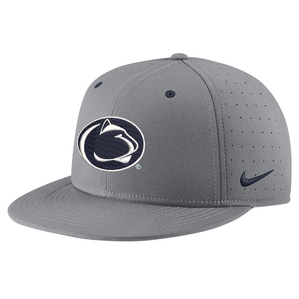 Men's Nike Gray Penn State Nittany Lions USA Side Patch True AeroBill Performance Fitted Hat, Size: 7 3/8, Grey Product Image
