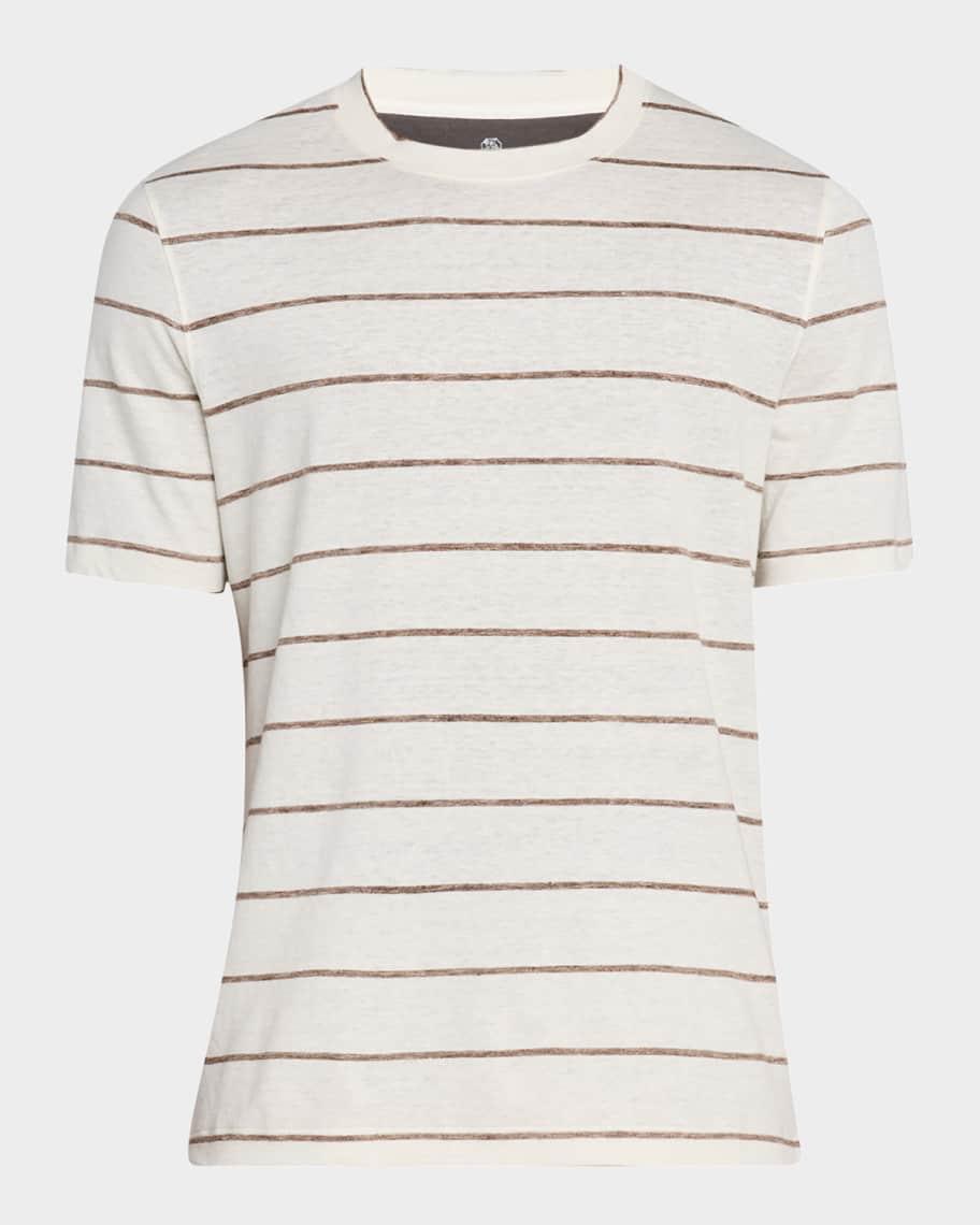 Mens Linen-Cotton Stripe Crewneck T-Shirt Product Image