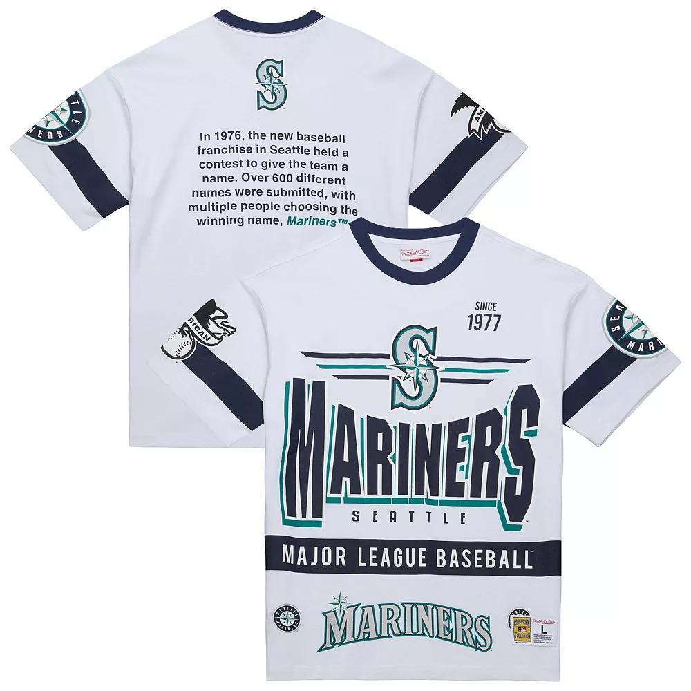 Men's Mitchell & Ness White Seattle Mariners Cooperstown Collection Team Origins Premium T-Shirt, Size: 3XL Product Image