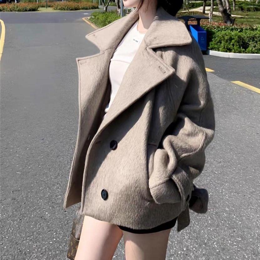 Collared Plain Button Short Coat Product Image