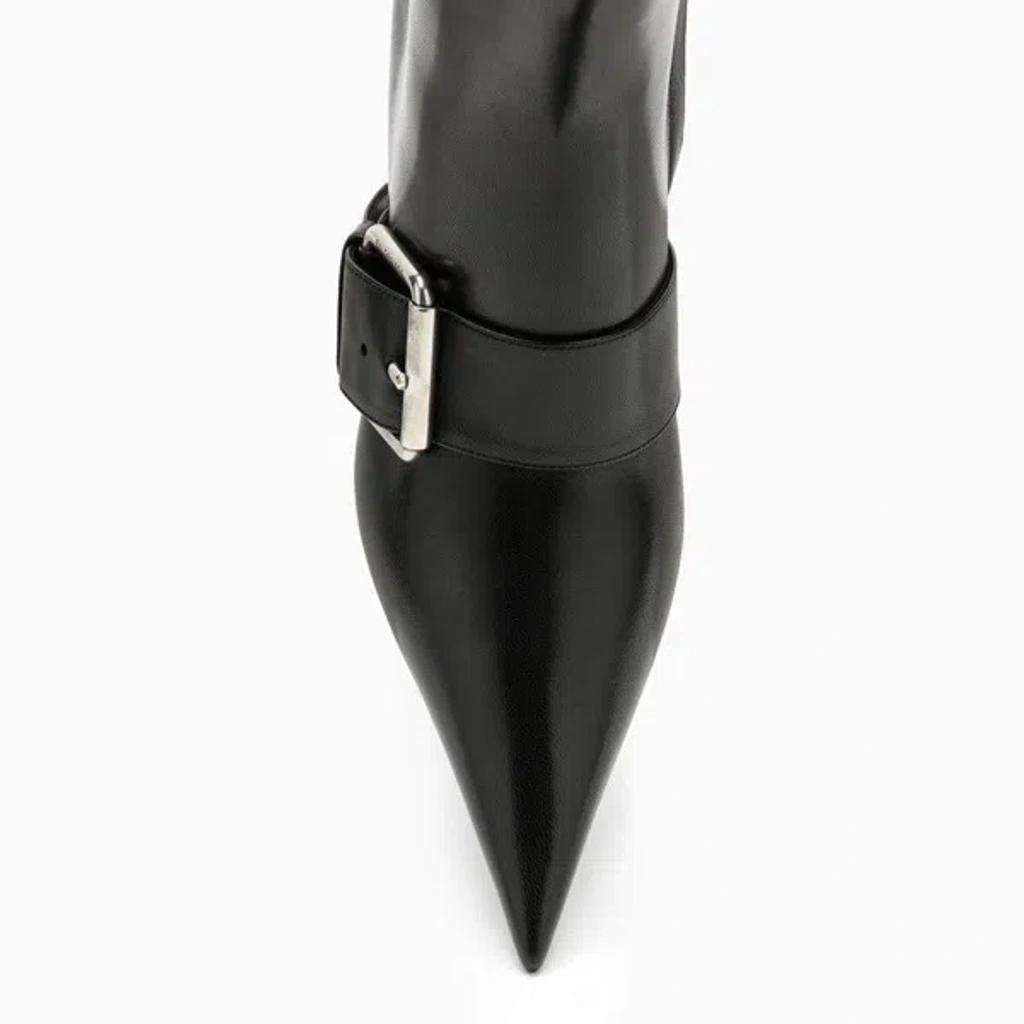 BALENCIAGA Knife Buckle-detailed Leather Ankle Boots In Black Product Image