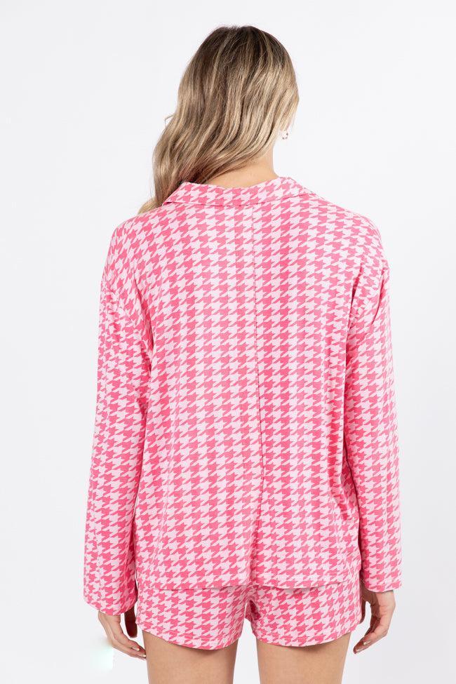 On A Cloud In Pink Houndstooth Pajama Set FINAL SALE Product Image