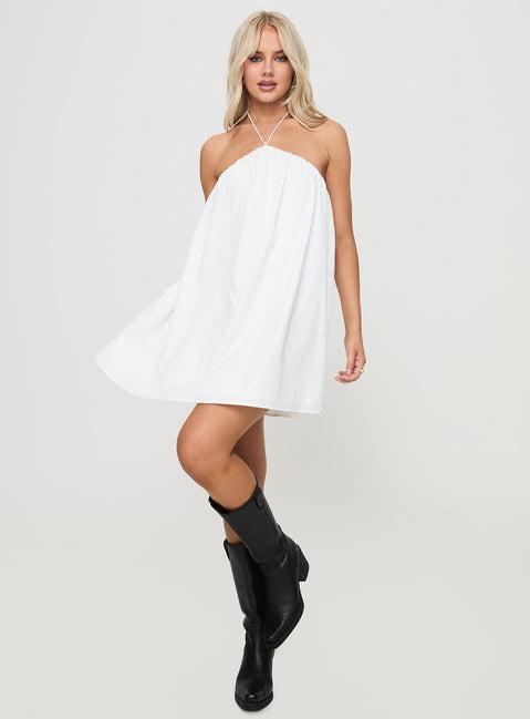 Peaco Halter Mini Dress White Product Image