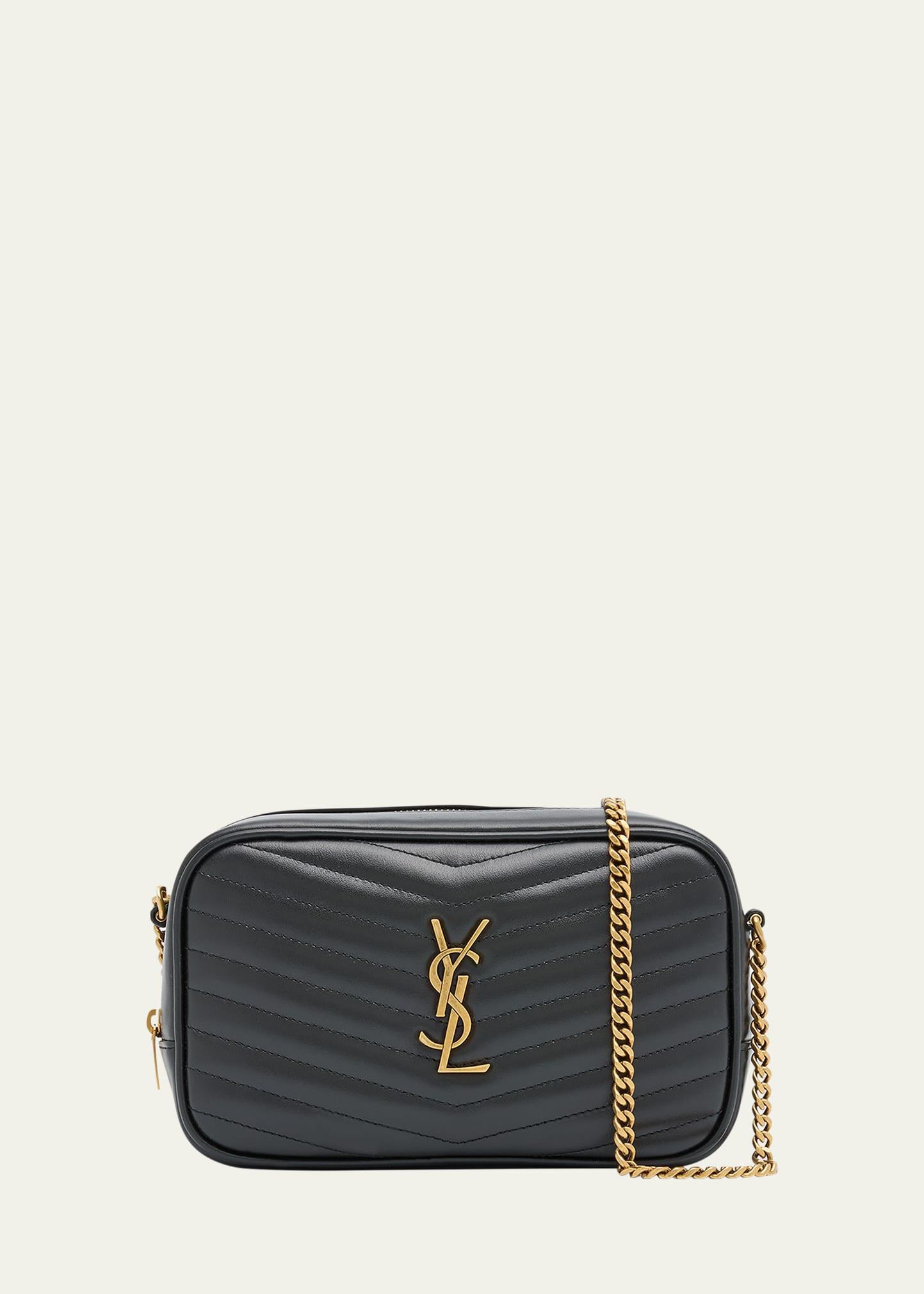 SAINT LAURENT Lou Mini Leather Camera Bag In Black Product Image