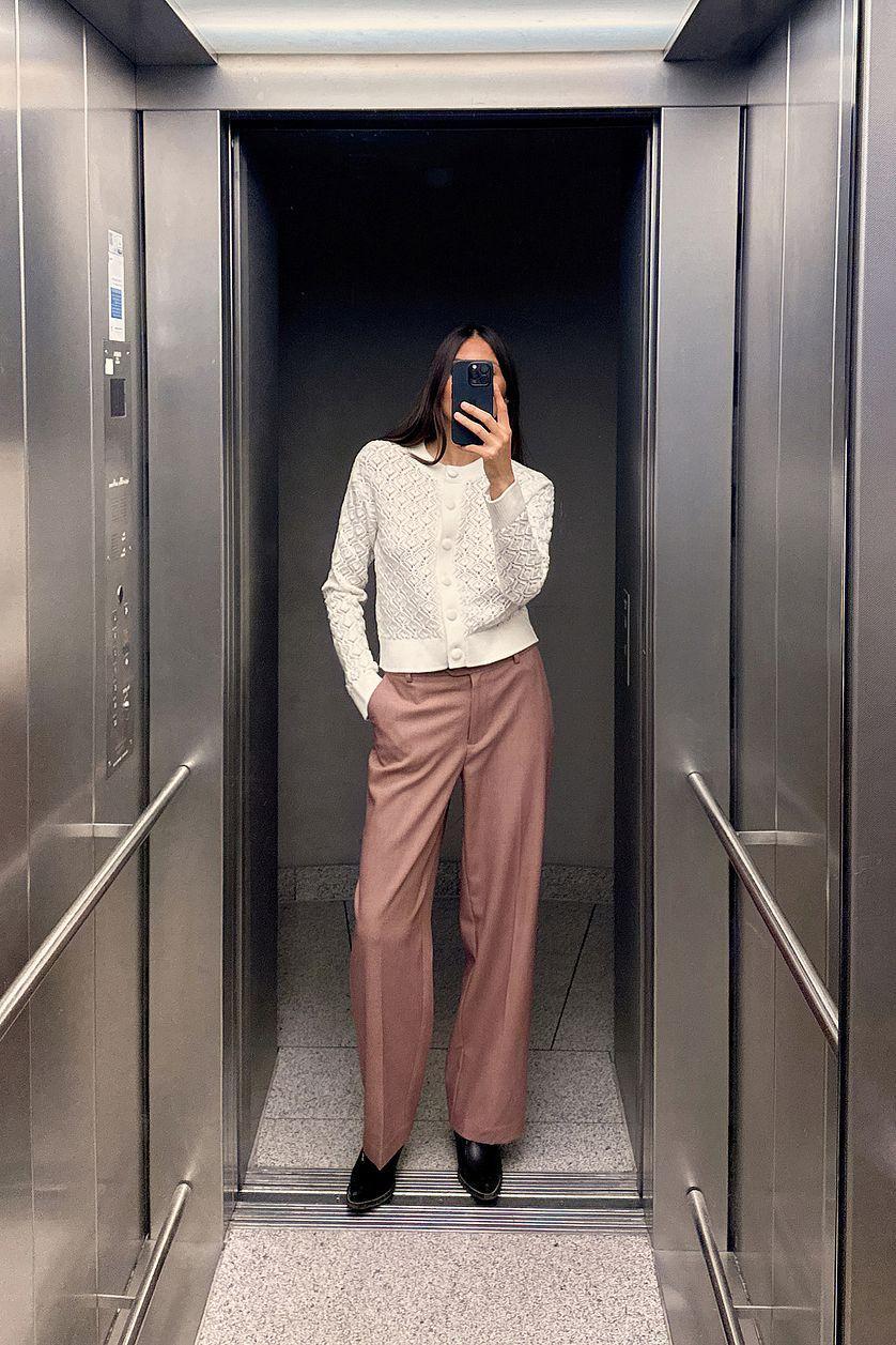 Tailored Mid Waist Suit Pants Product Image