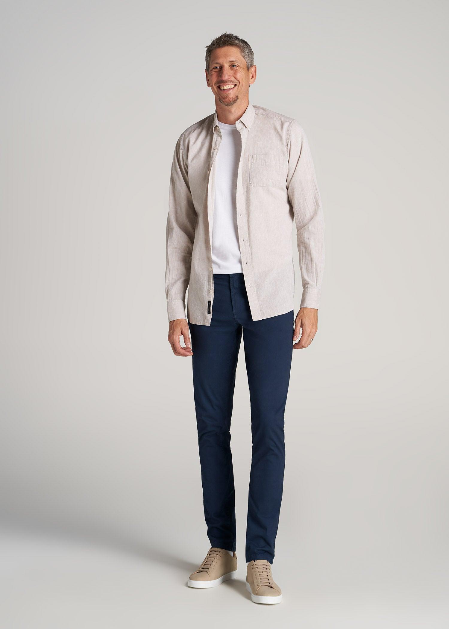 Carman TAPERED Fit Five Pocket Pants for Tall Men in Pebble Grey Male Product Image