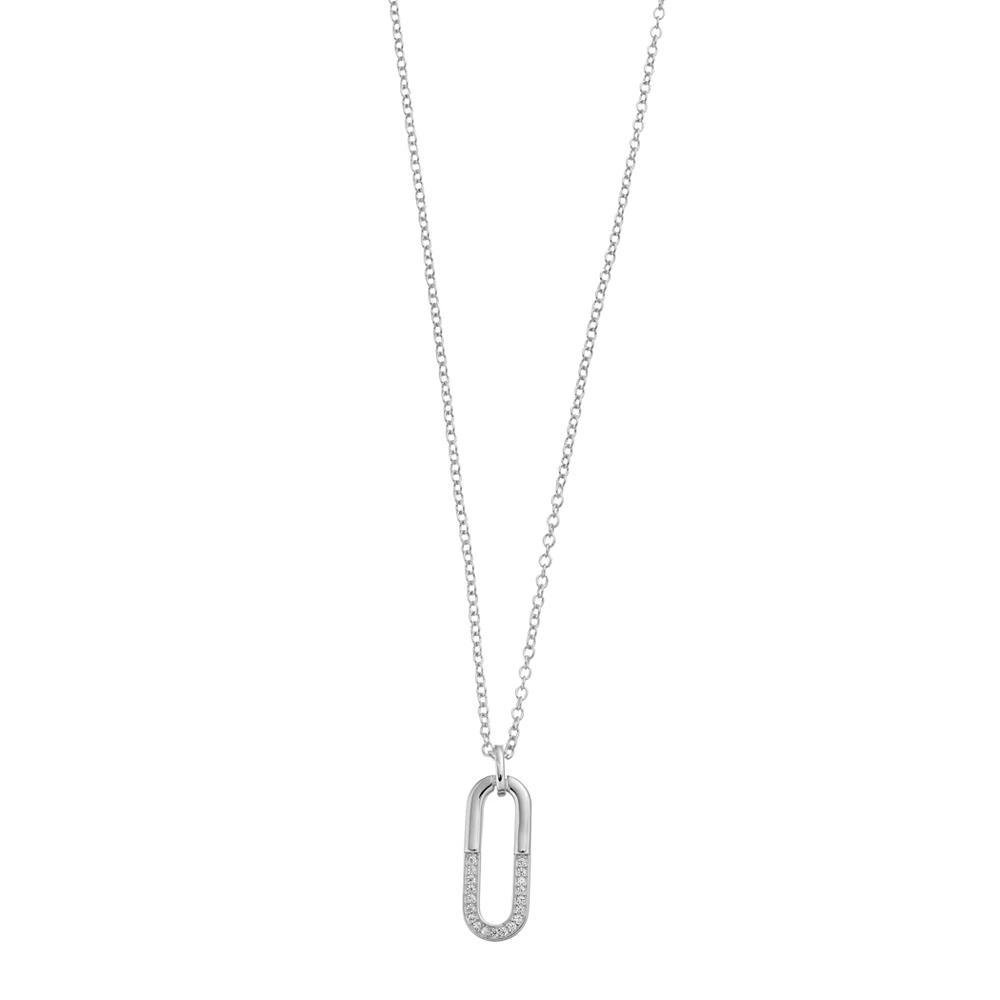 Sterling Silver Cubic Zirconia Geometrical Pendant Necklace, Womens Product Image