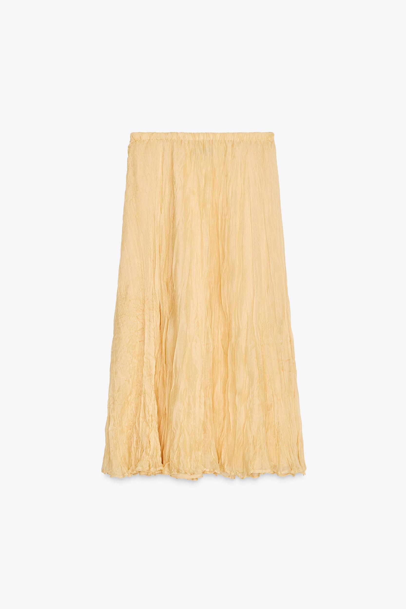 CRINKLE EFFECT MIDI SKIRT ZW COLLECTION Product Image