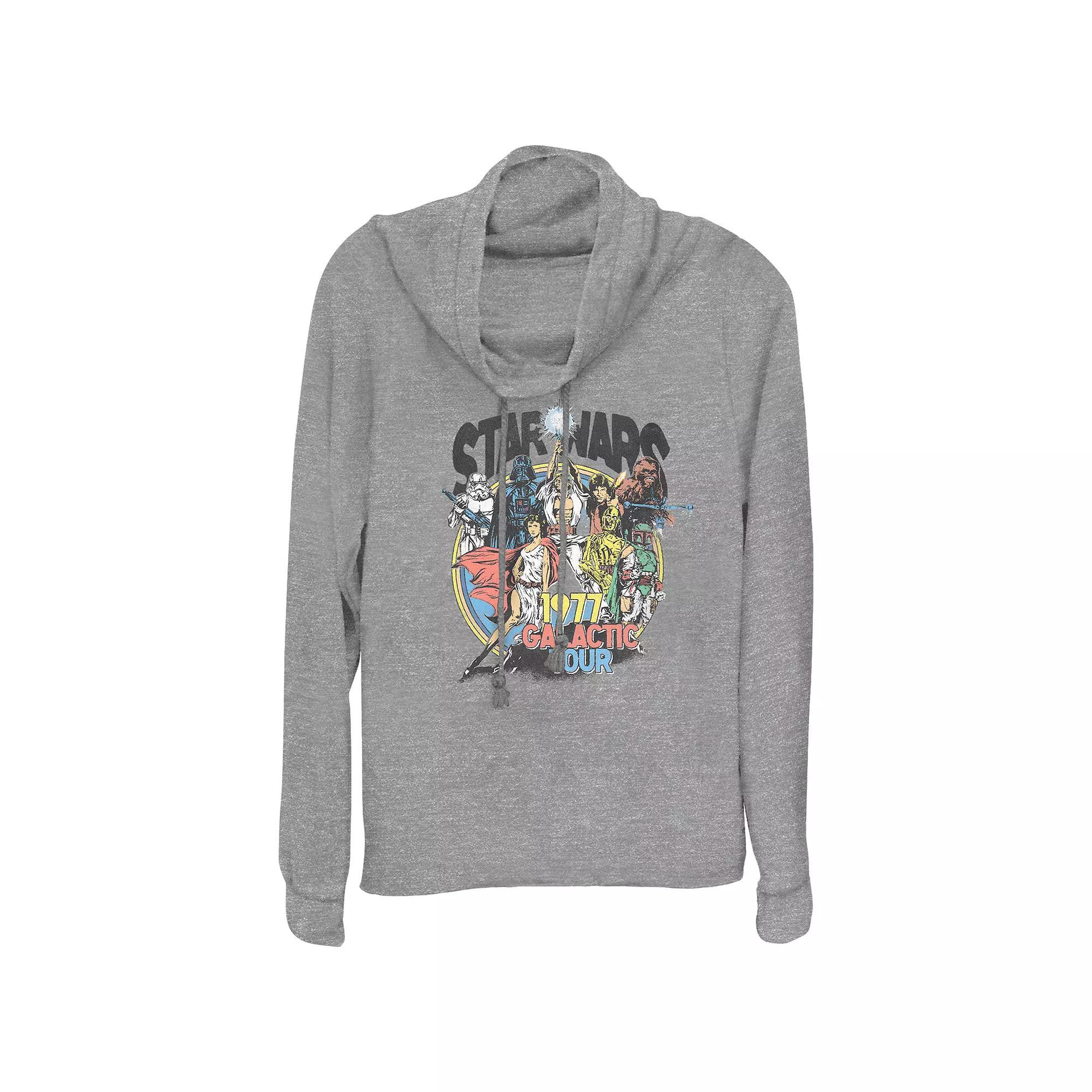 Women's Star Wars 1977 Galactic Tour Poster Cowlneck Graphic Lightweight Long Sleeve, Girl's,  Product Image