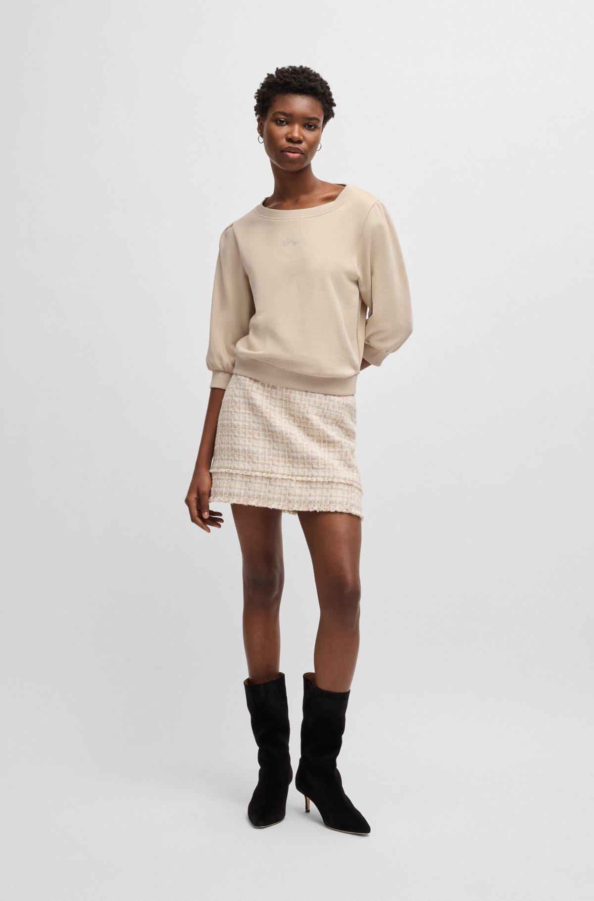 Cotton-terry sweatshirt with rear cut-out and bow Product Image