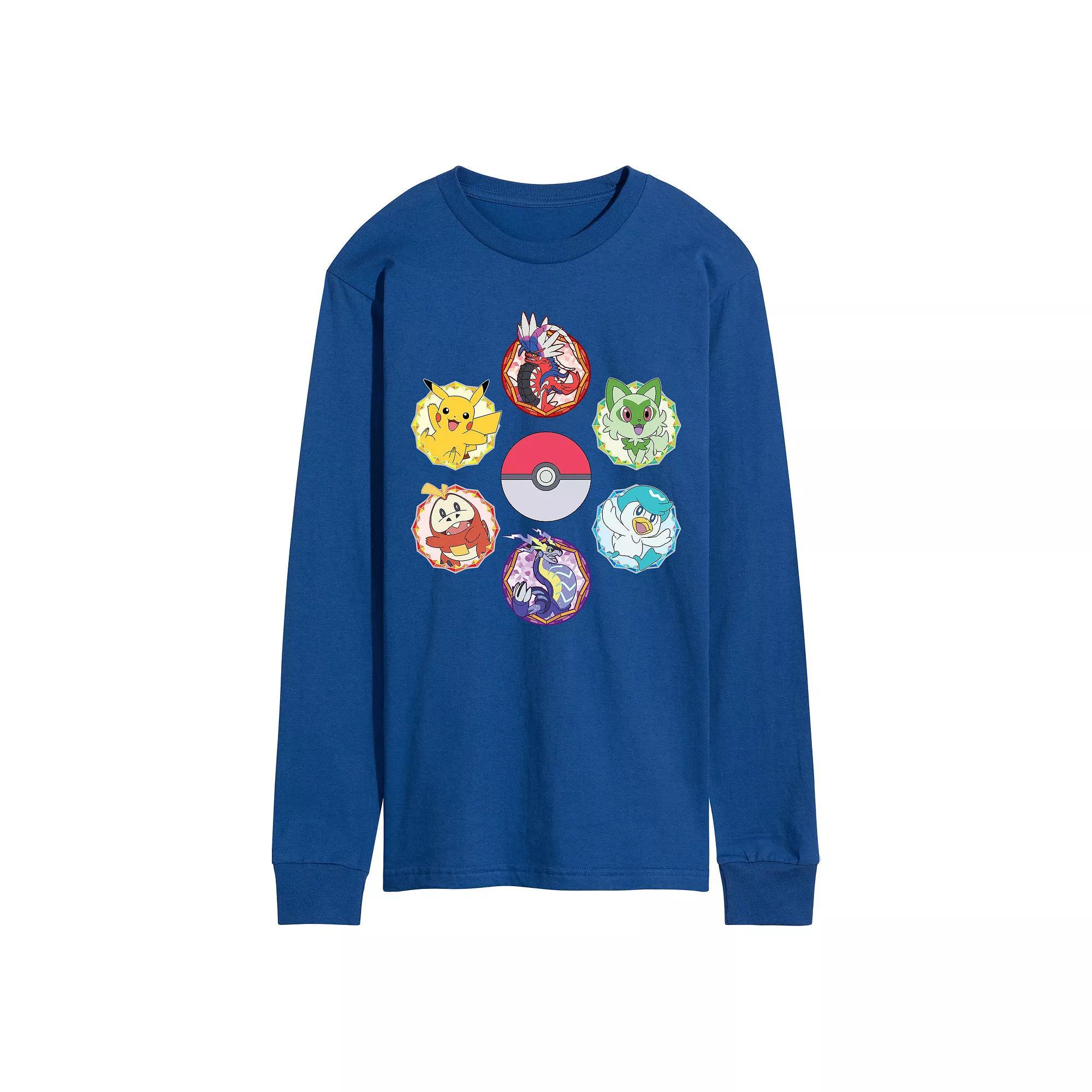 Men's Pokemon Sparkle Badges Long Sleeve Graphic Tee,  Product Image