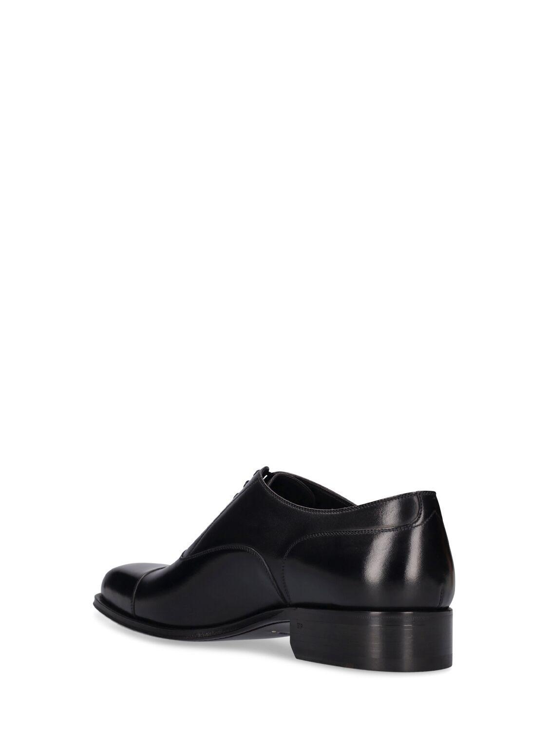 TOM FORD Black Elkan Leather Derby Shoes Product Image