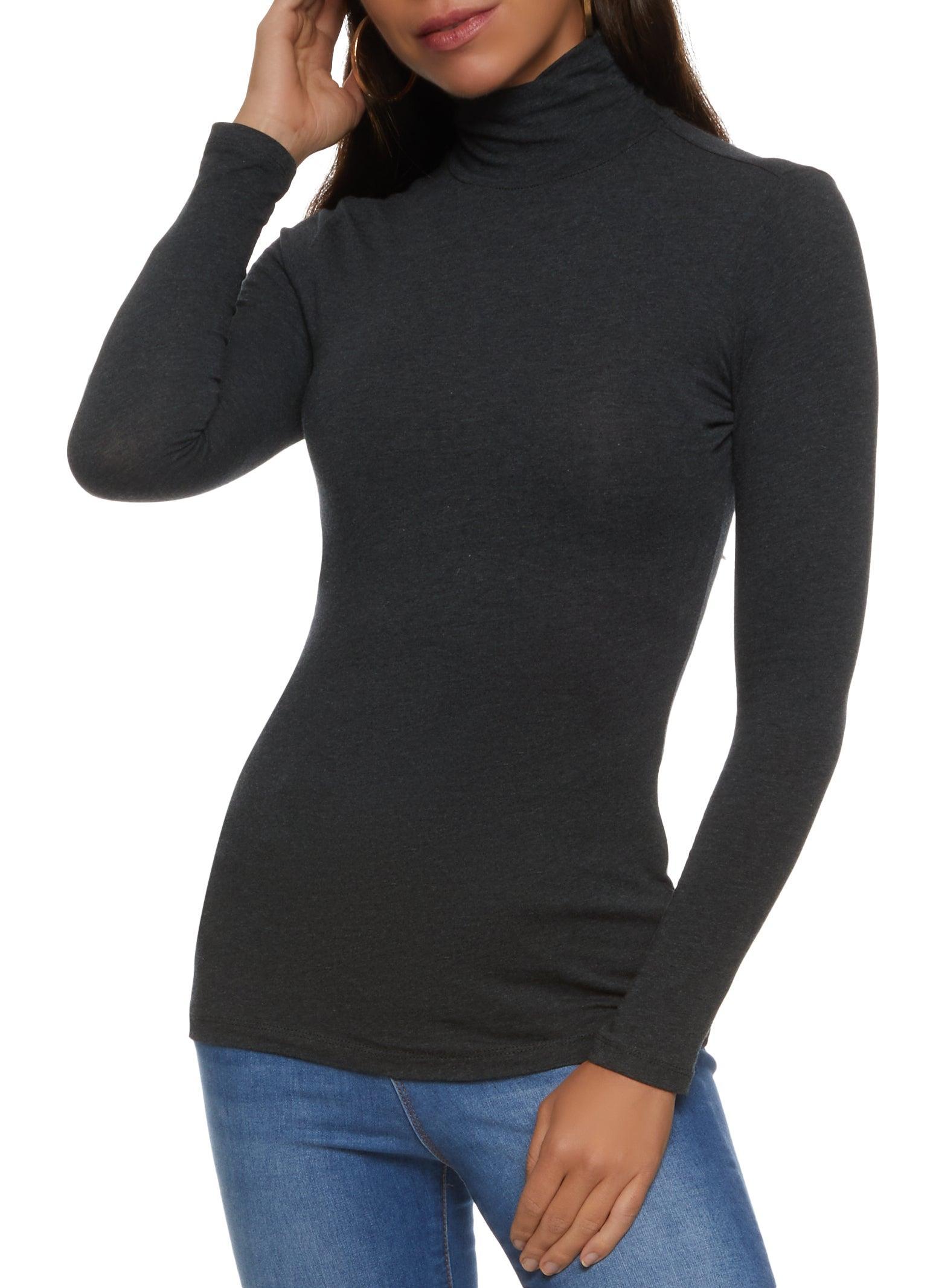 Womens Solid Long Sleeve Turtleneck Top Product Image