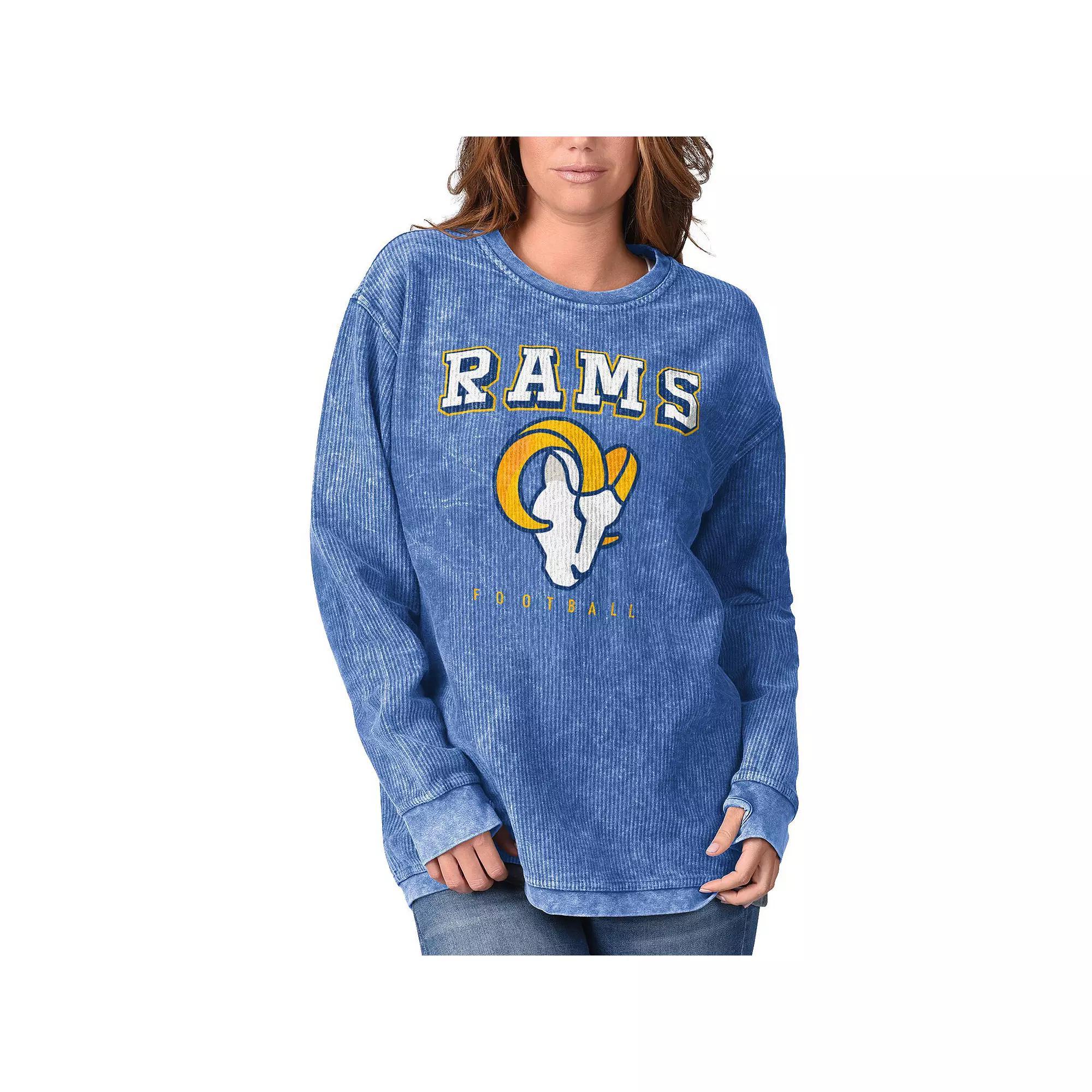 Women's G-III 4Her by Carl Banks Royal Los Angeles Rams Comfy Cord Pullover Sweatshirt, Size: Small, Blue Product Image