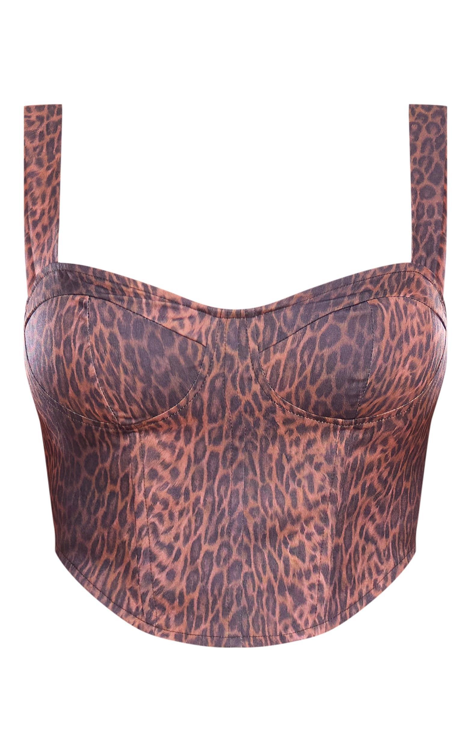 Shape Brown Leopard Print Corset Top Product Image
