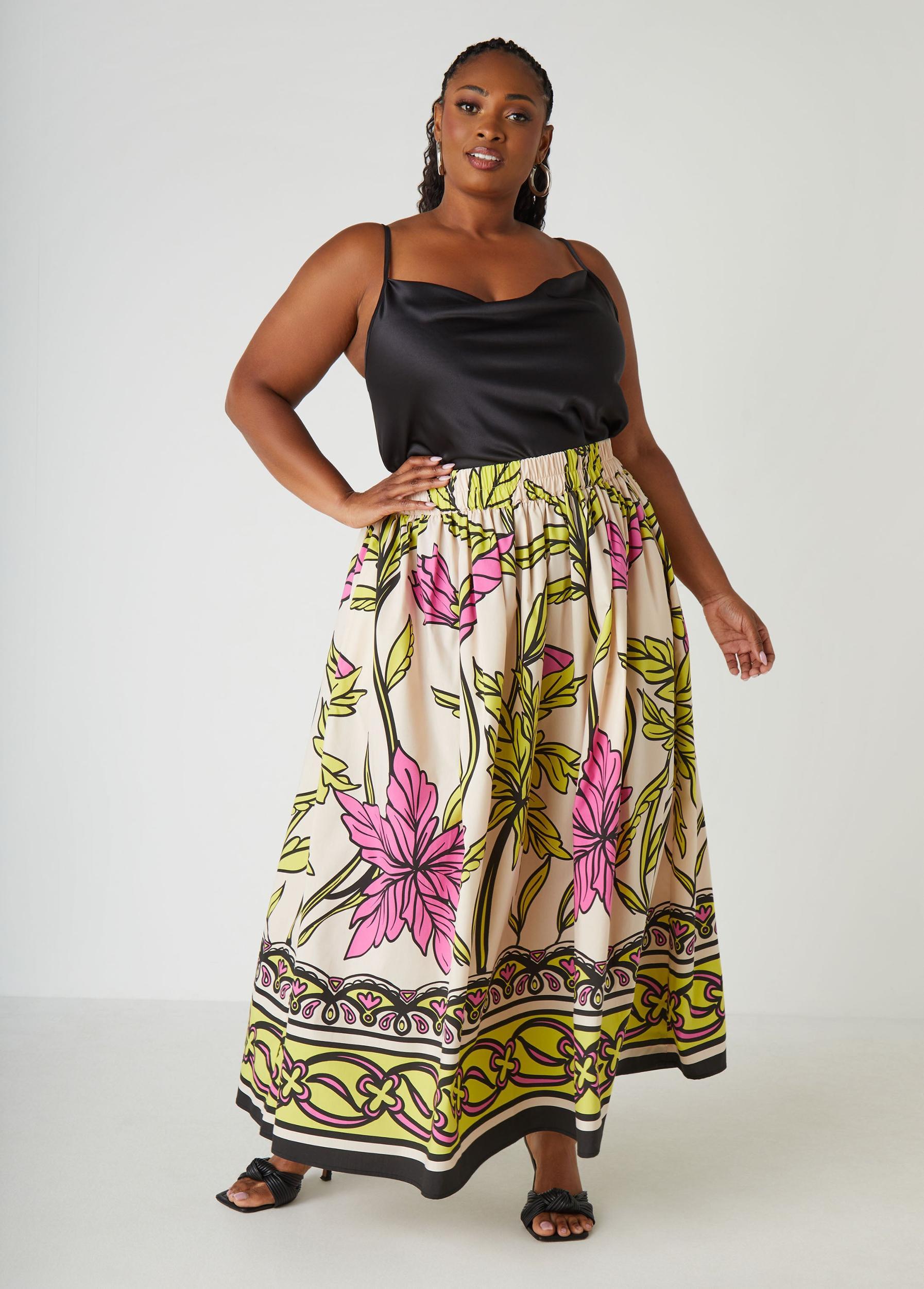 Floral Print Poplin Maxi Skirt Product Image